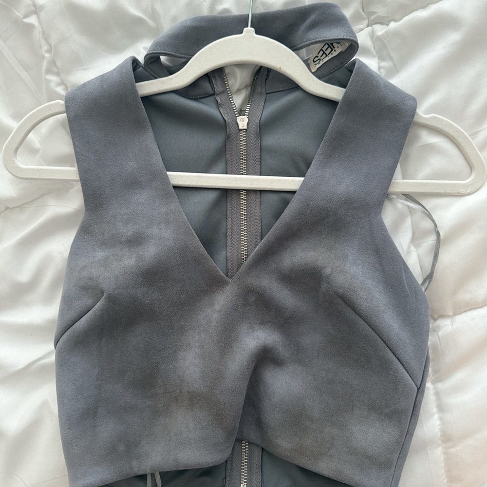 LF gray suede top